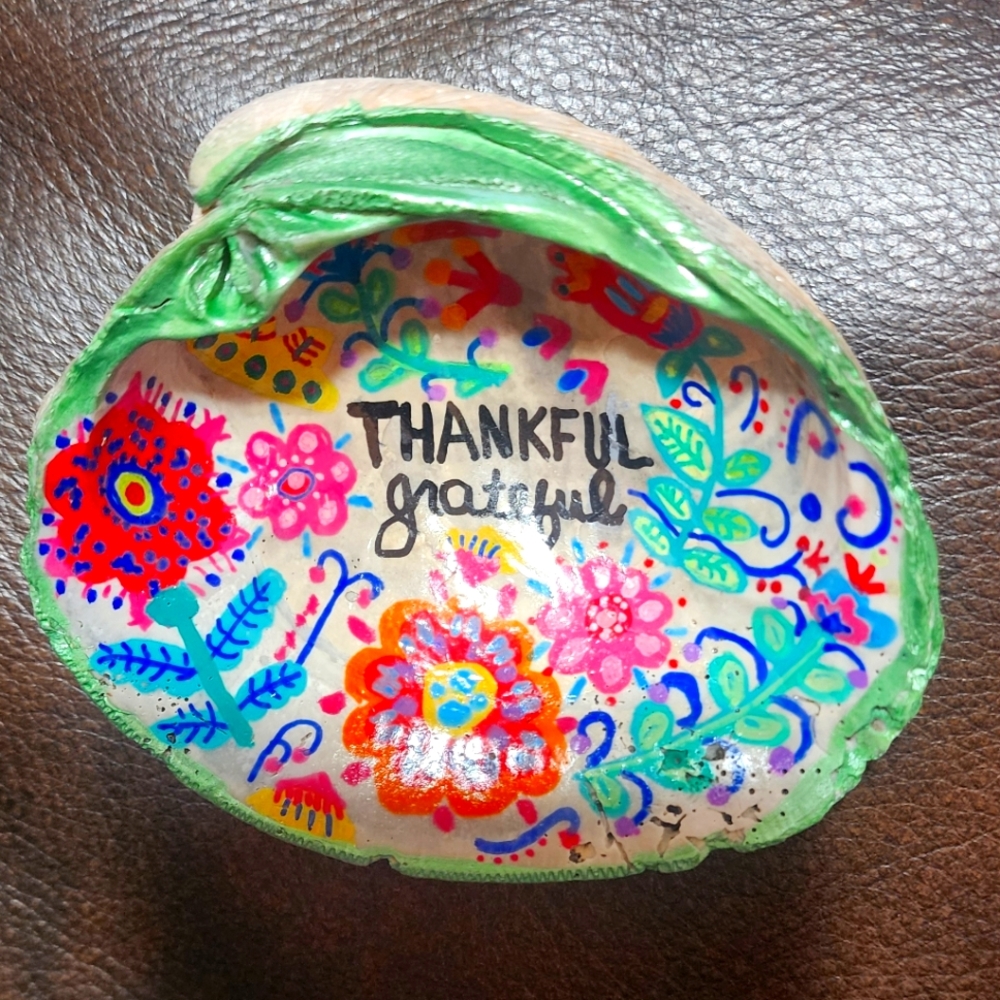 Colorful One-of-a-Kind Hand-Painted Shell Trinket Dish
